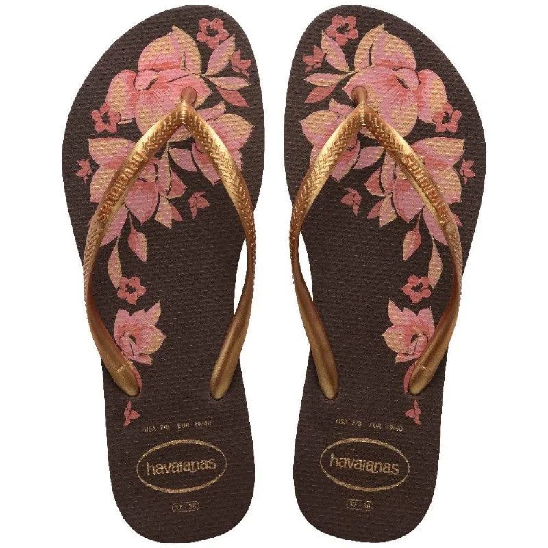 Havaianas Slim Organic Café/marrom/rosa - Havaianas