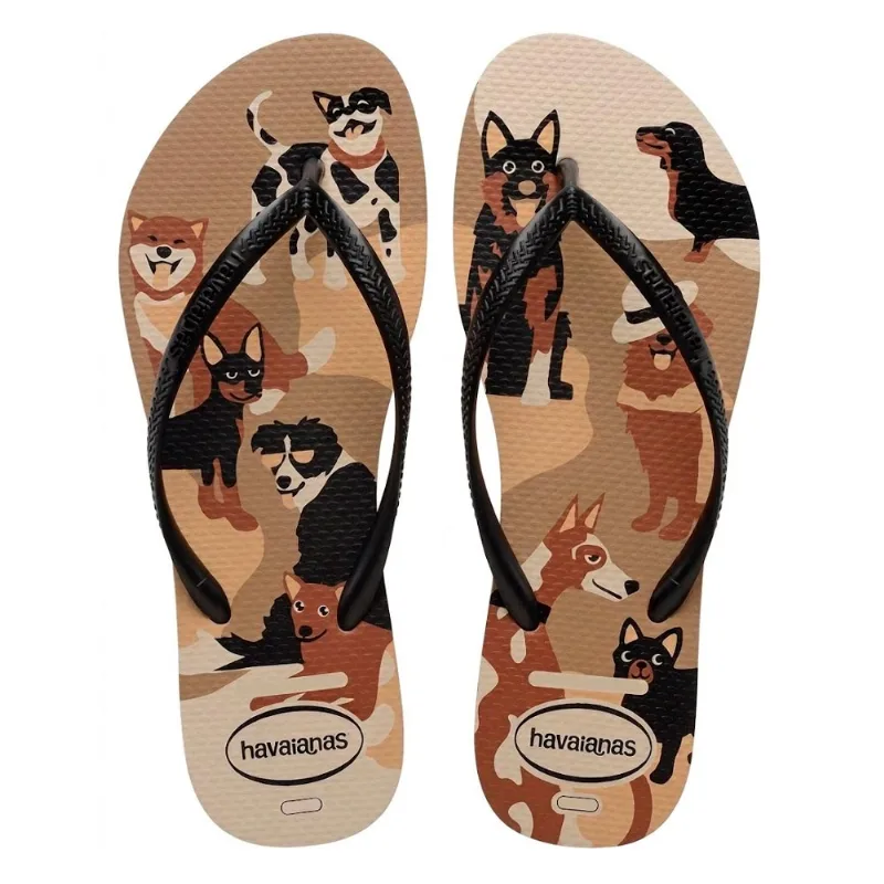 Sandália Havaianas Slim Pets Preto E Marrom Tamanho 37/38 1 Par Havaiana - Havaianas