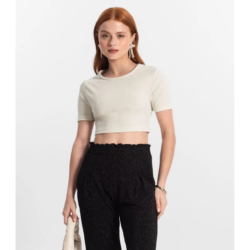 Blusa Juvenil Feminina Em Lurex Minty Bege 12