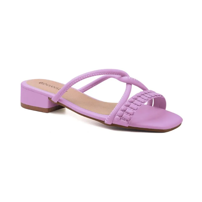 Tamanco De Tiras Com Pedraria Select Roxo 38