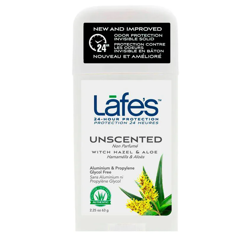 Deodorant Twist Stick Unscented Witch Hazel e Aloe Lafe's 64g - Lafe's - Higiene E Beleza