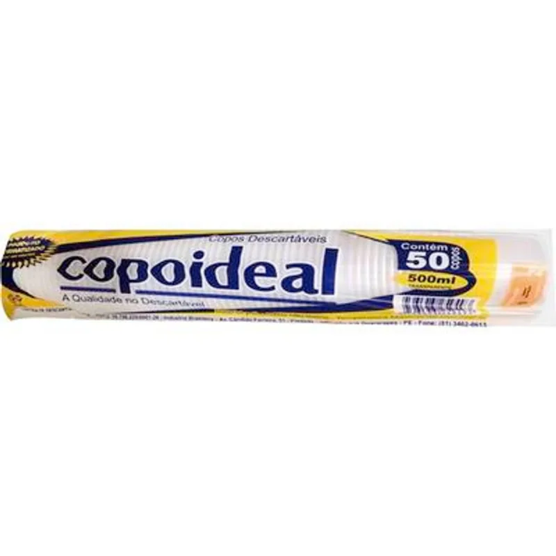 Copo Descartável Copoideal Transparente ABNT 500ml 50un