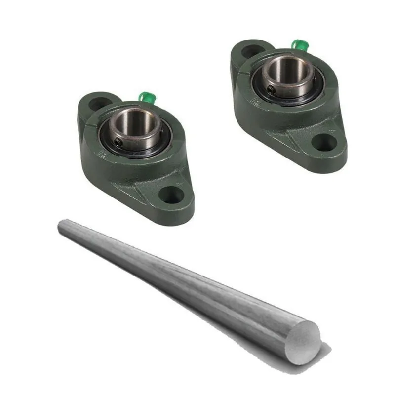 Kit 2 Mancal Oval Rolamento Ucfl205 Com Eixo 30Mm350Mm