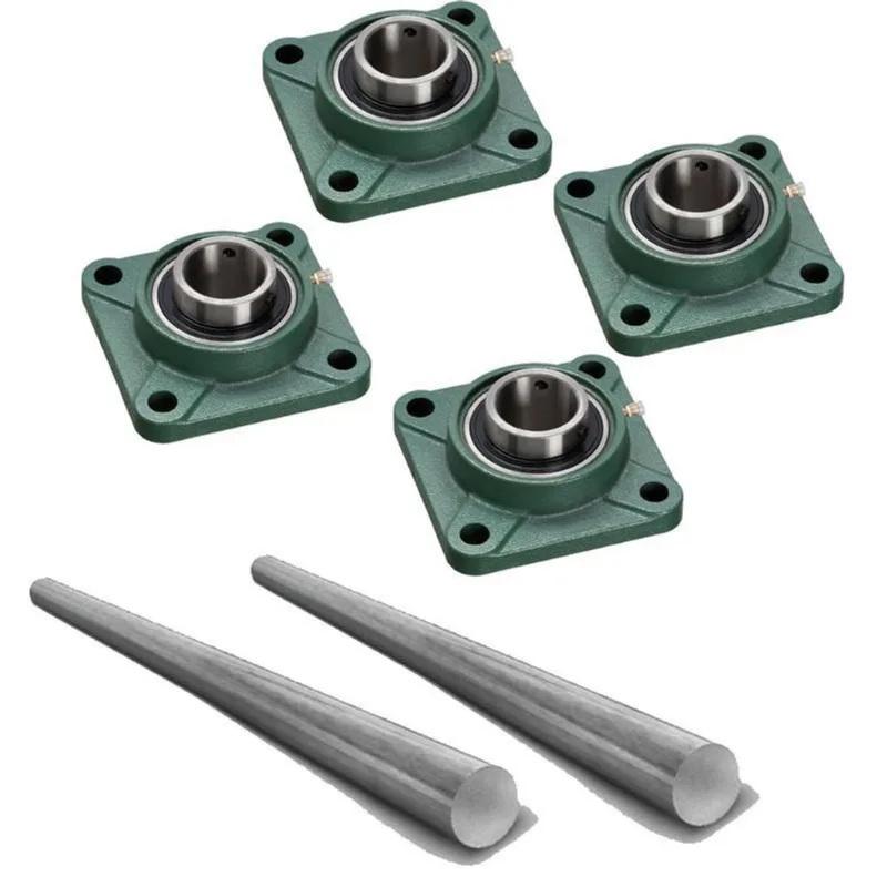 Kit 4 Mancal Quadrado Rolamento Ucf24 Com 2 Eixo 20mm600mm