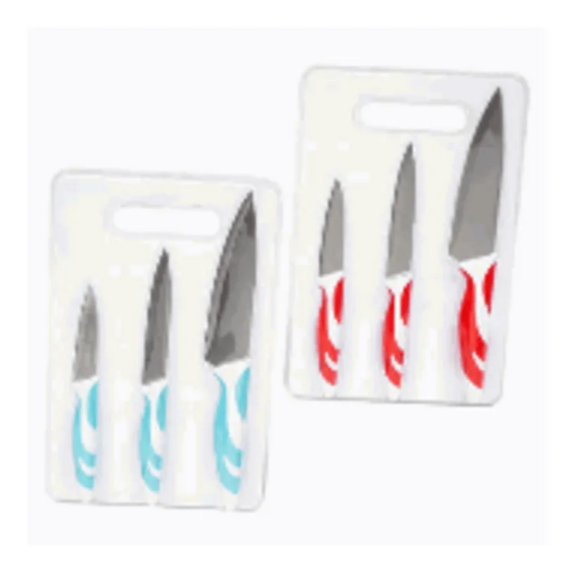 CONJUNTO FACAS + TÁBUA PLÁSTICO 4 PÇS IMPORT