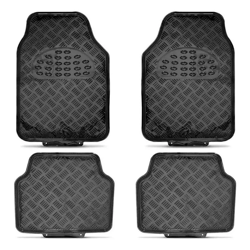 Tapete Automotivo Universal Preto Metálico 4 Peças Tuning