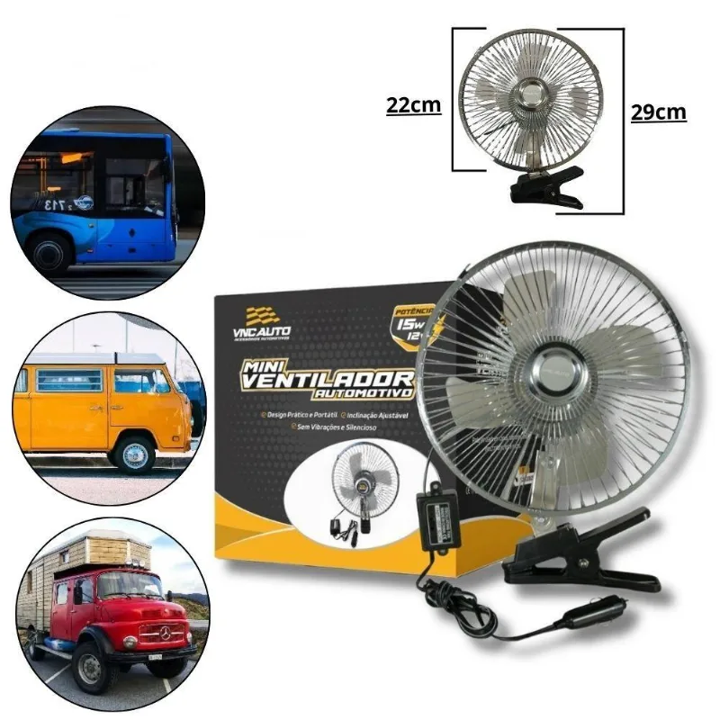 Ventilador Automotivo 12v 8 Pol. Carro Van Trailer Caminhão