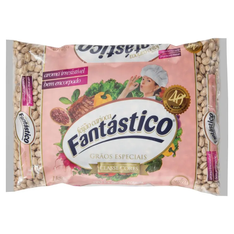 Feijão Carioca Tipo 1 Fantástico Pacote 1kg