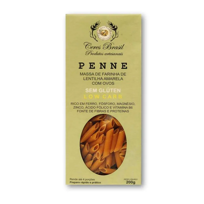 Massa de Farinha de Lentilha Amarela Penne Ceres Brasil N49 200g