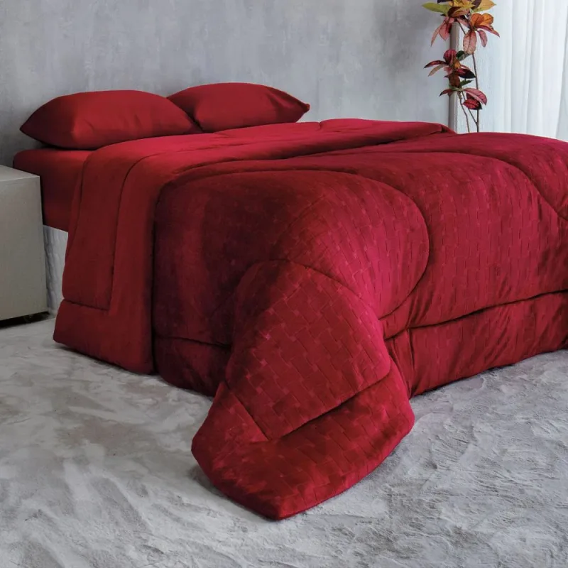 Edredom Queen Size Bella Enxovais Plush Splendore Vermelho - Bella Enxovais - Cama, Mesa E Banho