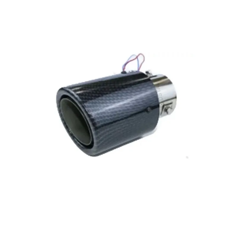 Tubo escapamento ponteira com led azul fibra carbono 2.5 pol