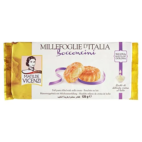 Vicenzi: Millefoglie D Italia Bocconcini Puffy Pastry Filled With Milk Cream 125 Gr Pack Of 4 Total 17.63 Oz - VICENZI - Mercearia