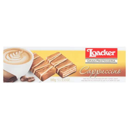 Biscoito Wafer Recheio Creme De Cappuccino Loacker Gran Pasticceria Caixa 100g - YULO TOYS INC - Mercearia