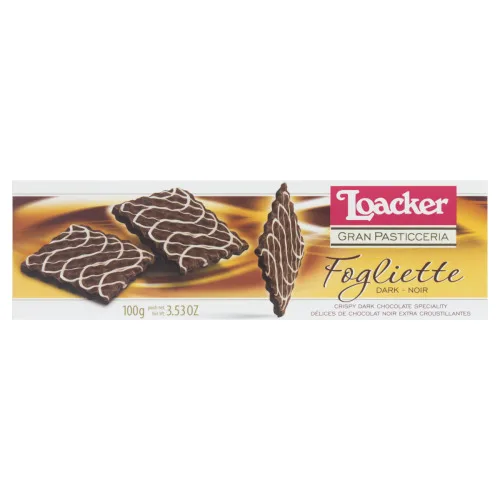 Wafer Cobertura Chocolate Amargo E Chocolate Branco Loacker Gran Pasticceria Caixa 100g - AMARGO - Mercearia