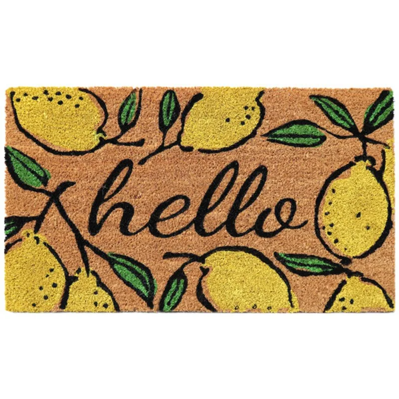 Capacho em PVC 40x70cm Estampa Hello Limão-Siciliano Coisas Coisinhas