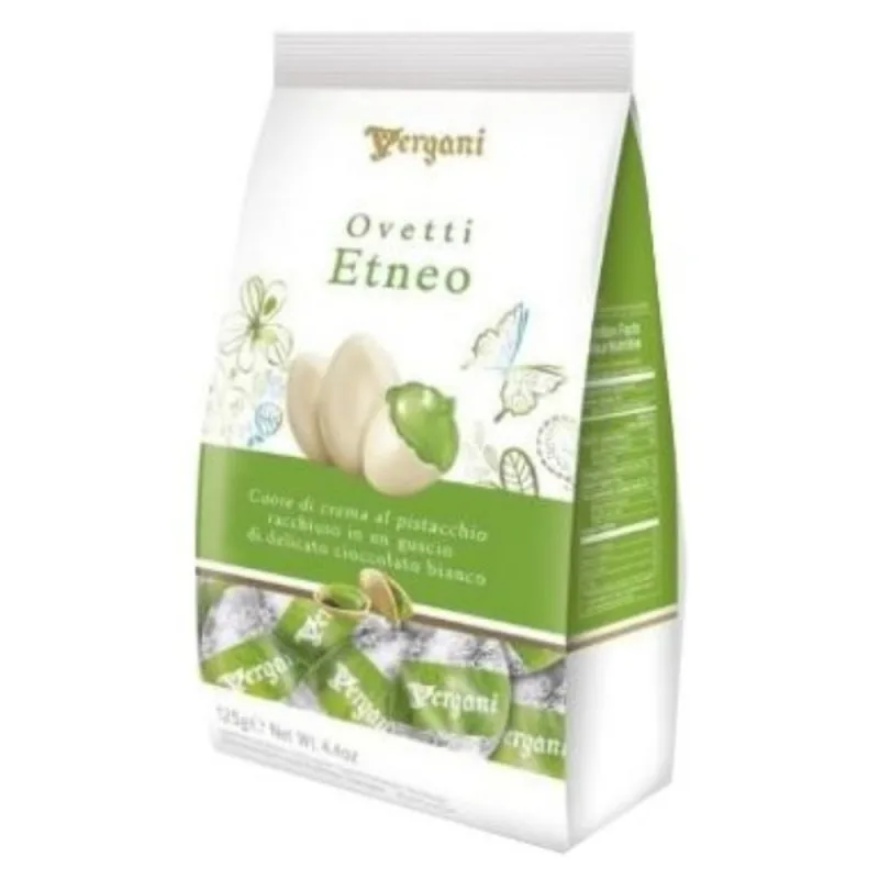 Ovinhos Italianos Vergani Chocolate Branco com Creme de Pistache 120g - Vergani