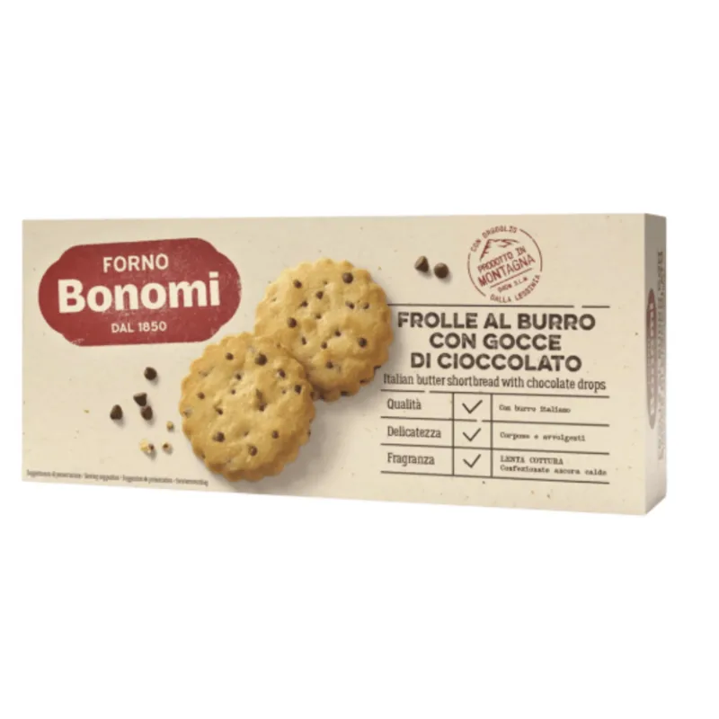 BISCOITO ITALIANO BONOMI FROLLE 150G- GOTAS CHOCOLATE