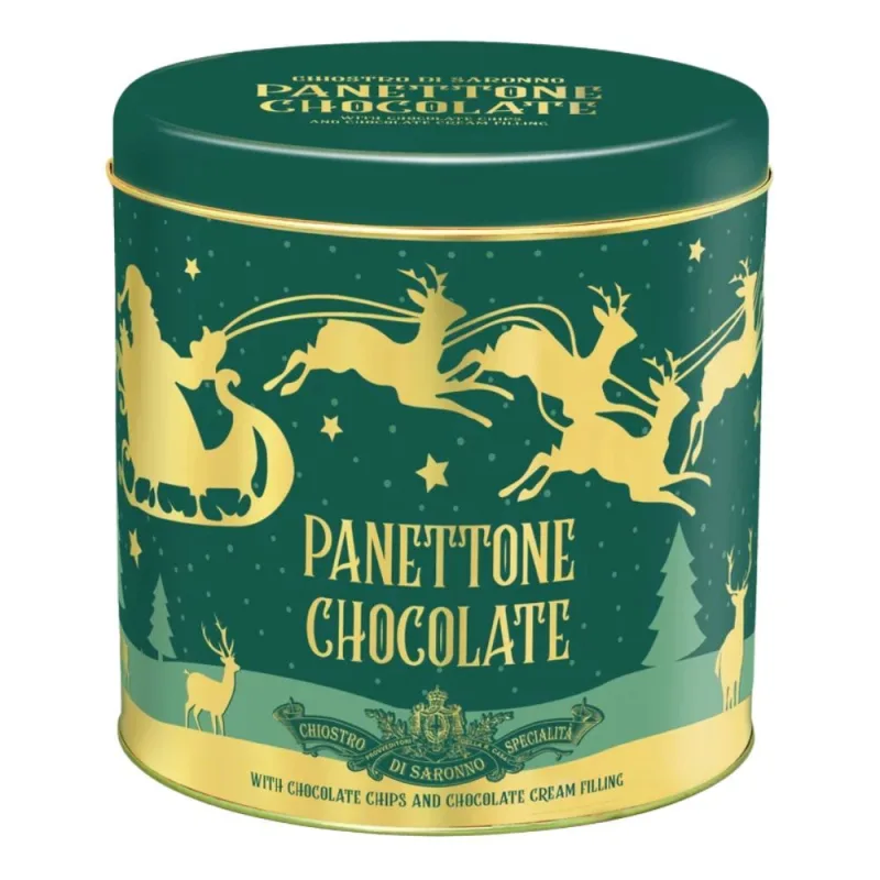 Panettone Italiano Chocolate Lata Rena Dourada Lazzaroni 750g - GERAL - Natal