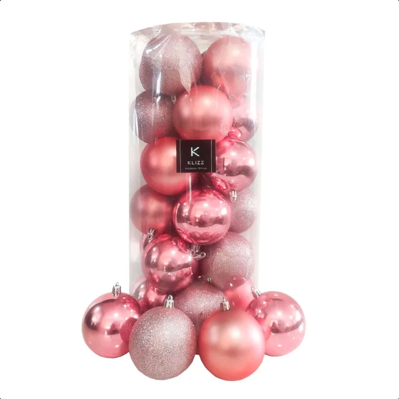 Bola de Natal 24 Un Vermelha Grande 8cm Mista Glitter Luxo