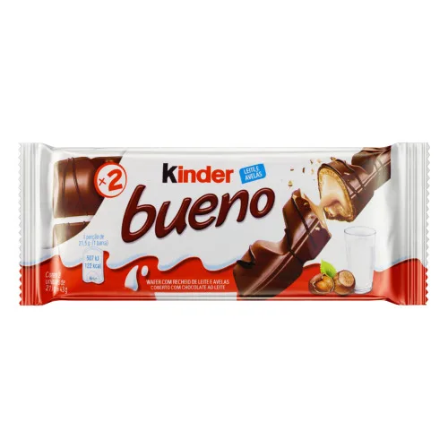 Bombom Wafer Kinder Bueno Pacote 43g 2 Unidades - KINDER - Mercearia