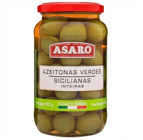 Azeitona Asaro Italiana 340gr Verde Inteira - ASARO