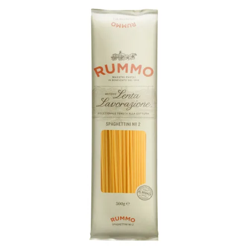 MACARRÃO DE SÊMOLA GRANO DURO SPAGHETTINI 2 RUMMO LENTA LAVORAZIONE PACOTE 500G