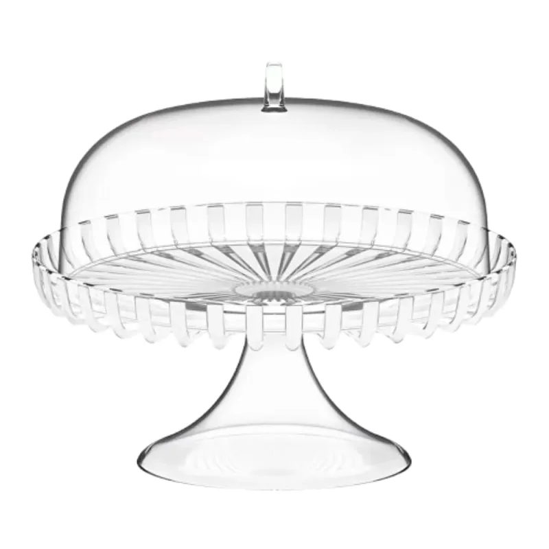 PRATO PARA BOLO GUZZINI COM DOMO E PEDESTAL EM BIO PLÁSTICO BRANCO PÉROLA 12580042 - Guzzini