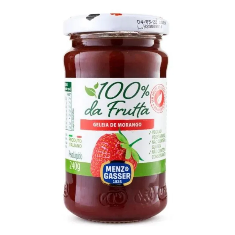 Geleia de Morango Vegana Sem Glúten Menz & Gasser 240g
