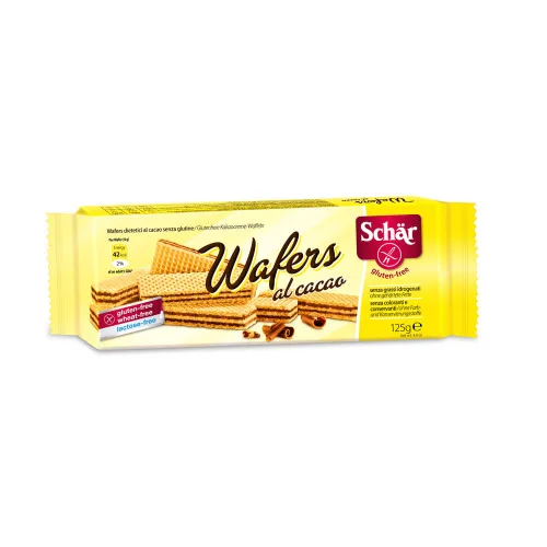 Biscoito Wafer Com Recheio De Cacau Sem Glúten Zero Lactose Schär Pacote 125g 16 Unidades - DR.SCHAR SPA