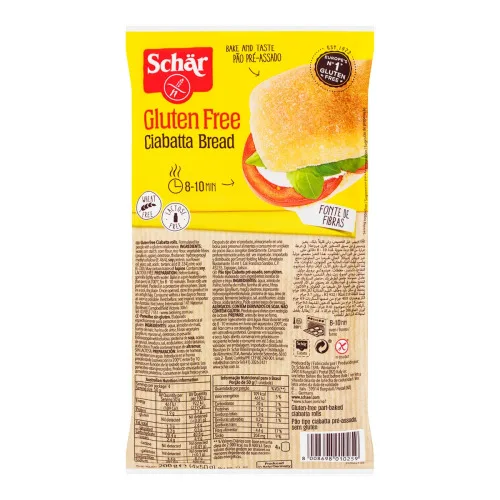 Pão Ciabatta Sem Glúten Zero Lactose Schär Pacote 200g - DR. SCHÄR BRANDS