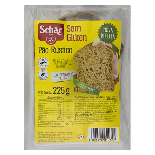 Pão Rústico Cereais Sem Glúten Zero Lactose Schär Pacote 225g - SCHAR