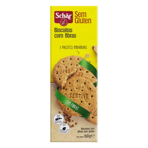 Biscoito Com Fibras Sem Glúten Zero Lactose Schär Caixa 150g 3 Unidades - SCHAR