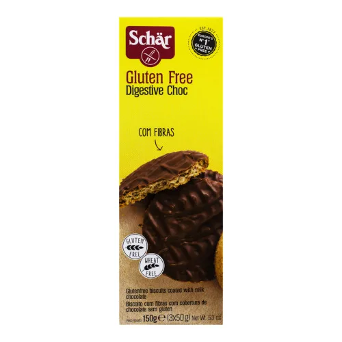 Biscoito Cobertura Chocolate Sem Glúten Schär Caixa 150g - SCHAR