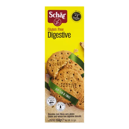 Biscoito Com Fibras Sem Glúten Zero Lactose Schär Caixa 150g 3 Unidades - SCHAR