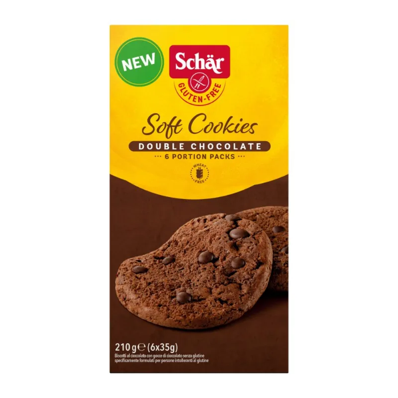 Biscoito Cookies Double Chocolate Sem Glúten Schar 210g com 6 Unidades