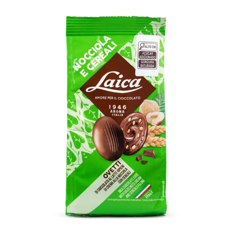 Ovinhos de Chocolates Italianos Laica Creme de Avelã e Cereais 120g