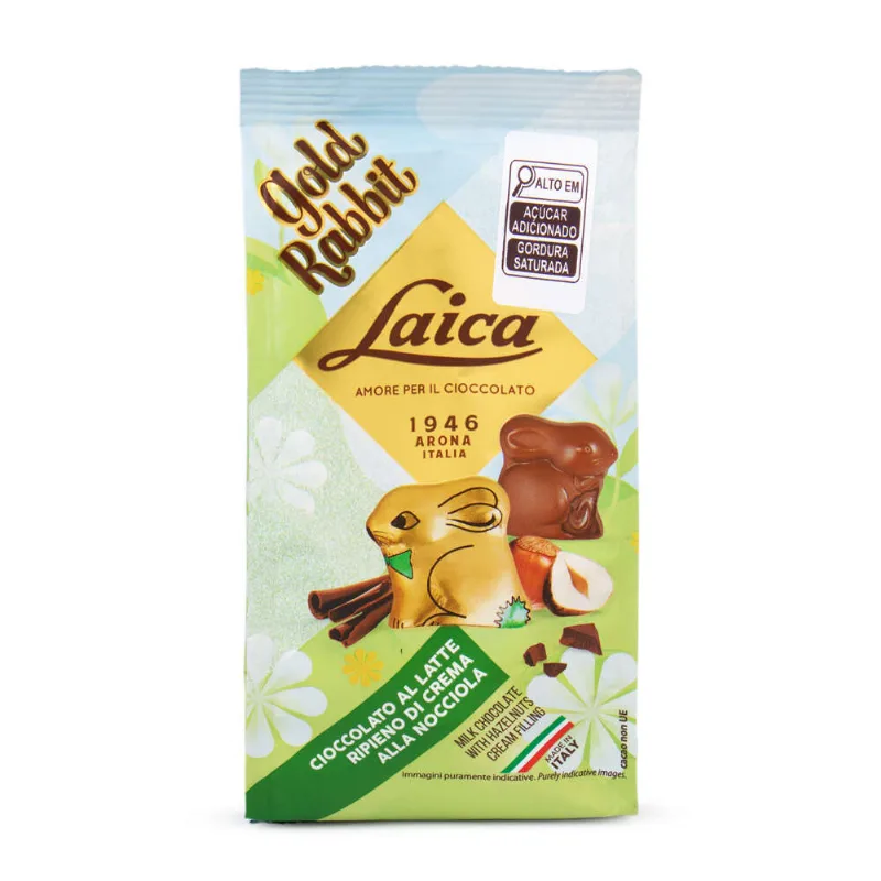 Coelhinhos de Chocolate Italianos Creme de Avelã Laica 150g