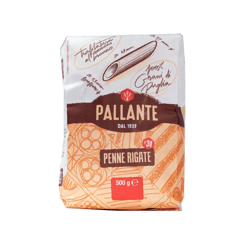 Massa Italiana Penne Rigate Pallante 500g