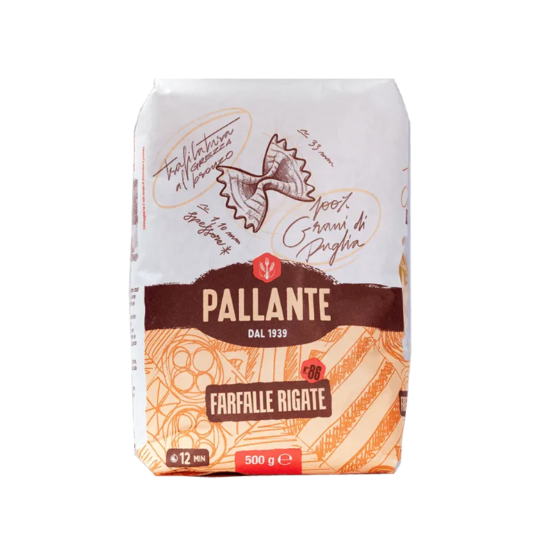 Massa Italiana Farfalle Rigate Pallante 500g