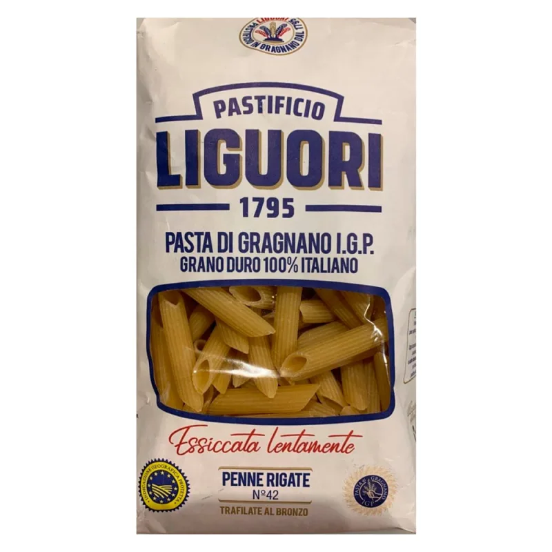 MACARRÃO DE SÊMOLA GRANO DURO PENNE RIGATE 42 LIGUORI PACOTE 500G - LIGUORI