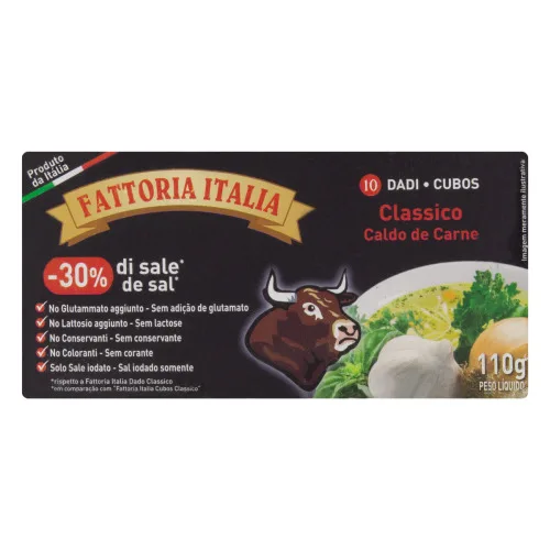 Caldo De Carne Fattoria Italia 10 Cubos 110g - FATTORIA ITALIA