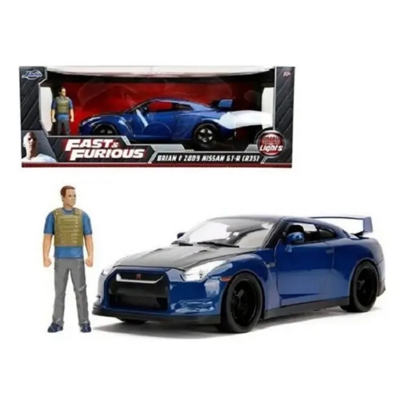 Nissan 2009 GT-R R35 Velozes E Furiosos + Boneco Brian 1/18 – Com Luz - Jada Toys