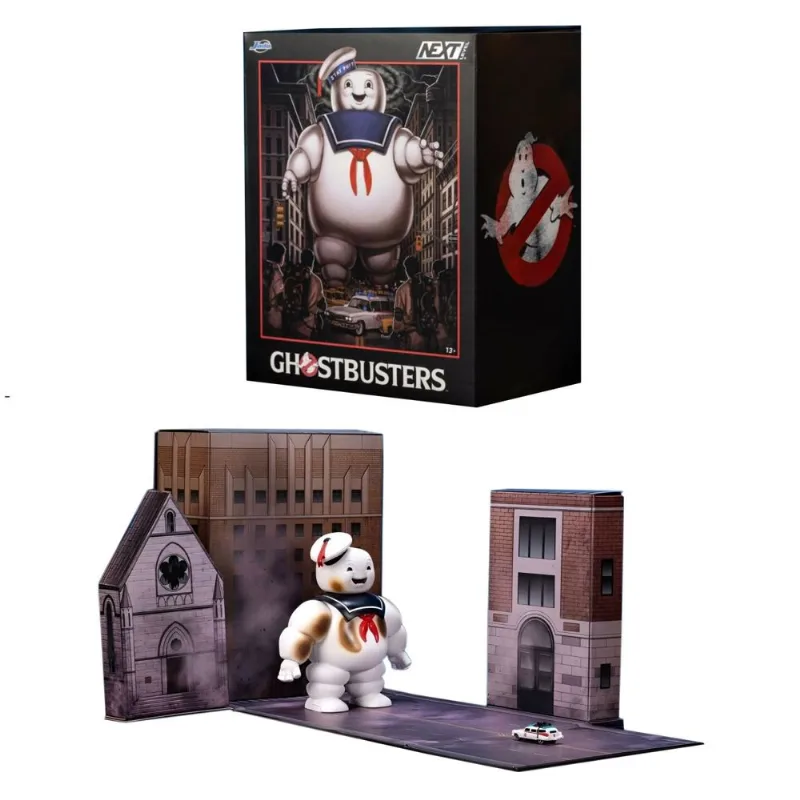 Diorama Os Caça-Fantasmas c/ Boneco Stay Puft e Carro Ecto-1 - Nano Scene - Jada