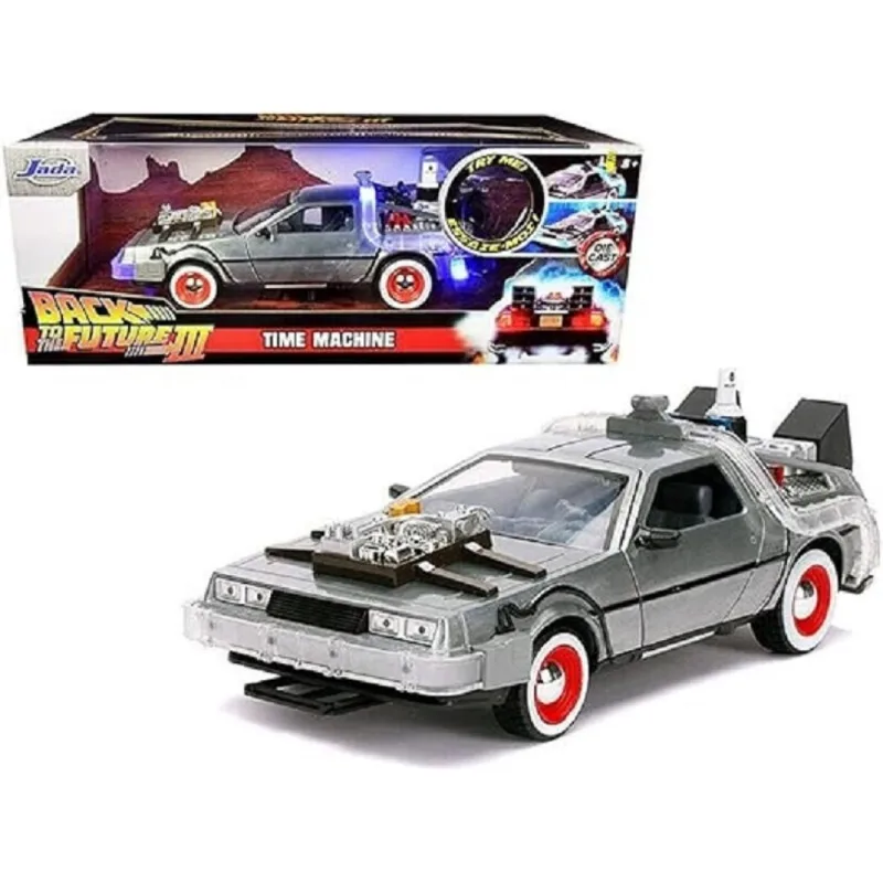 De Volta para o Futuro 3 Delorean – Máquina do Tempo Hollywood Rides Com Luz 1/24 – Jada Toys