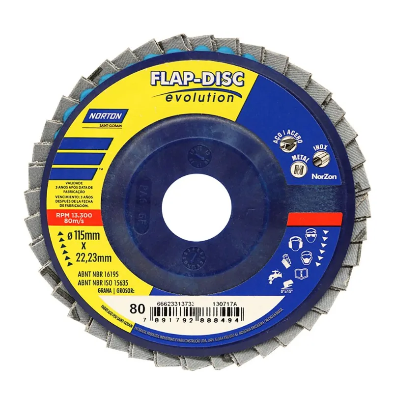 disco flap disc 115x22mm norton grao 80 - 66623313733
