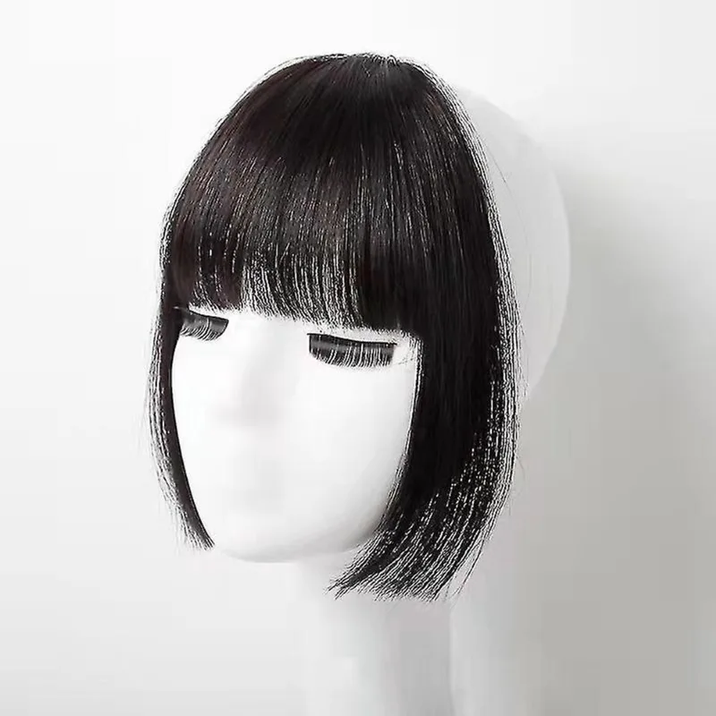 Fake Bangs Hair Princess Corte todas as franjas peruca feminina bidimensional bangs bangs peças de cabelo preto natural