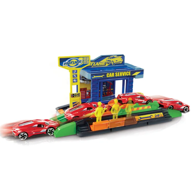 Playset e Veículo - Fast Lane - Posto de Serviços - Fastlane