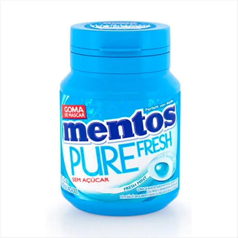 Chiclete Mentos Pure Fresh Mint com 28 Unidades 56 g Goma De Mascar Mentos Pure Fresh Fresh Mint Com 28 Unidades 56g