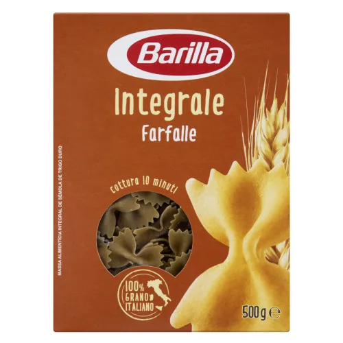 MACARRÃO DE SÊMOLA GRANO DURO INTEGRAL FARFALLE BARILLA CAIXA 500G - BARILLA