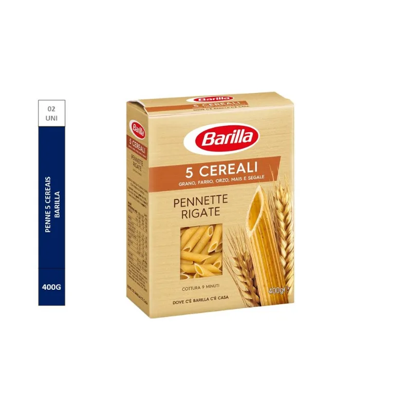Macarrão Pennette Rigate 5 Cereais Barilla Pack com 2 Unidades de 400g Cada